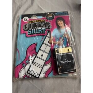 ThinkGeek Electronic Guitar Shirt Womens XL Blue Novelty Playable